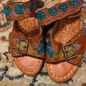 Lartiste Leather Sandals Multi Heels SZ 7.5